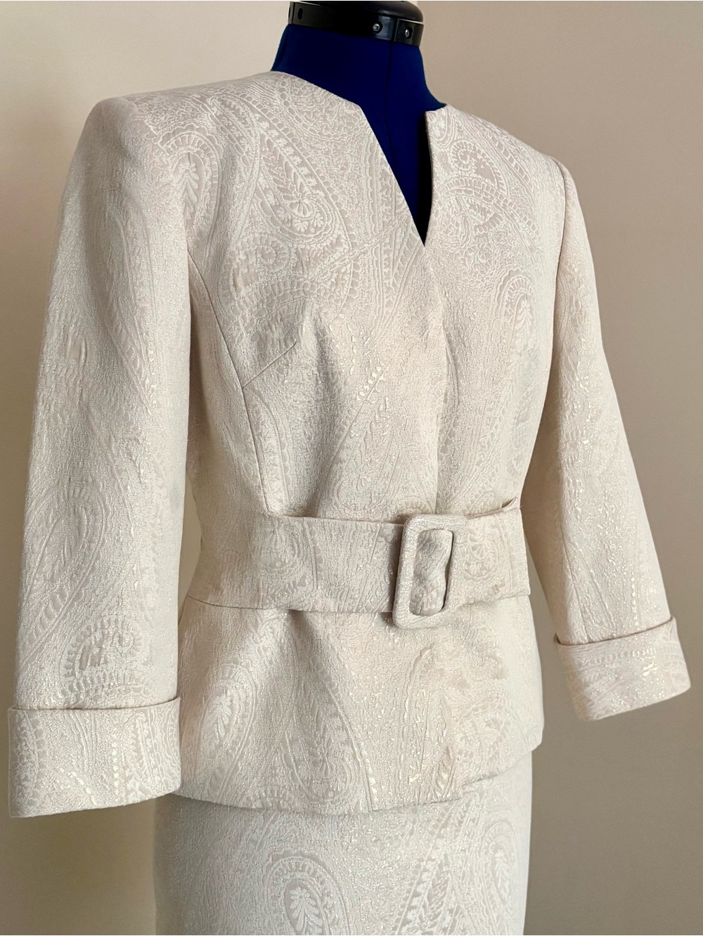 VTG Liz Claiborne Paisley Jacquard Skirt Suit 4
